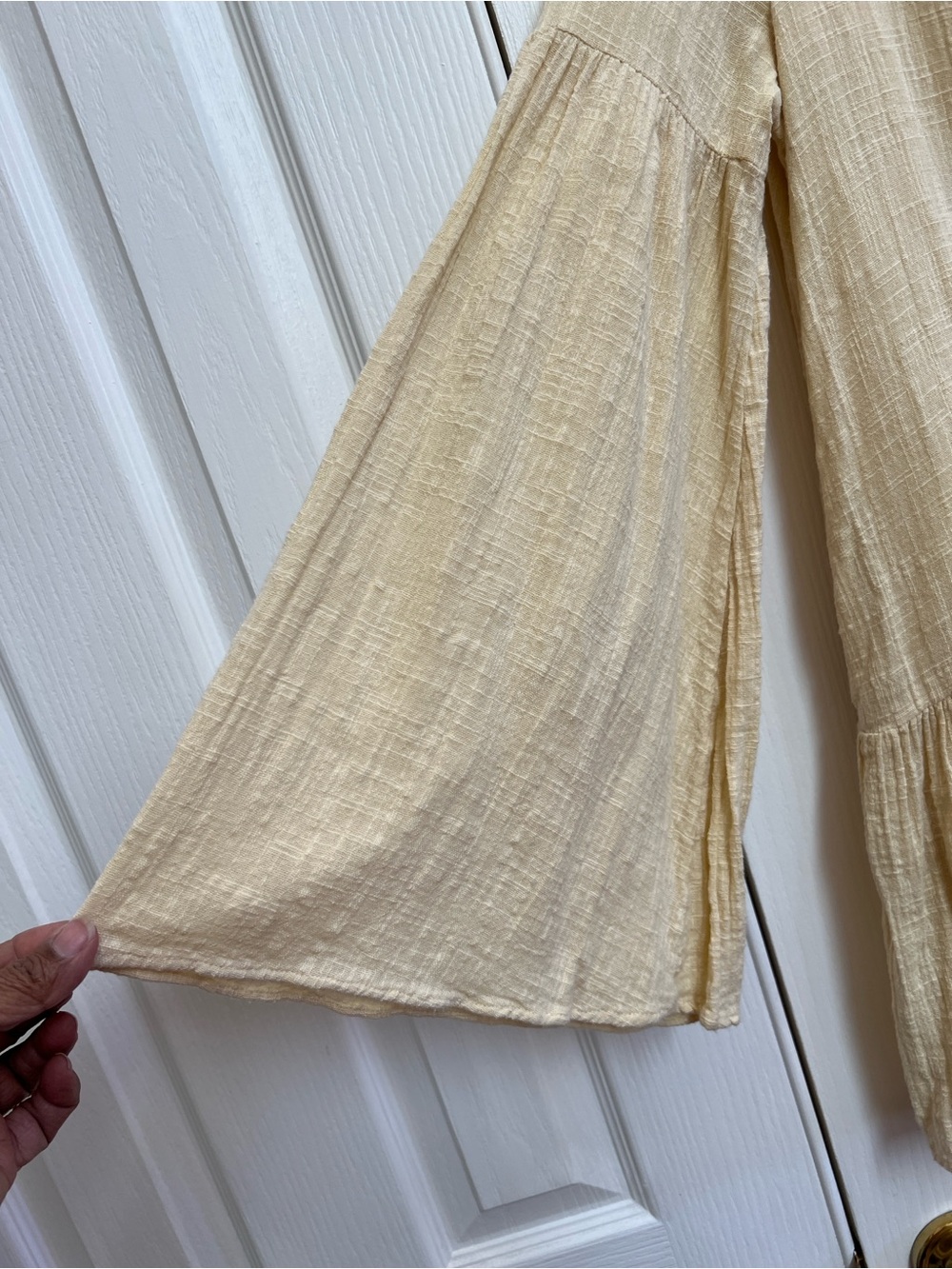 Free People Kyleigh Mini Dress Boho Peasant Tunic Light Yellow  XS Cottagecore - Picture 8 of 10